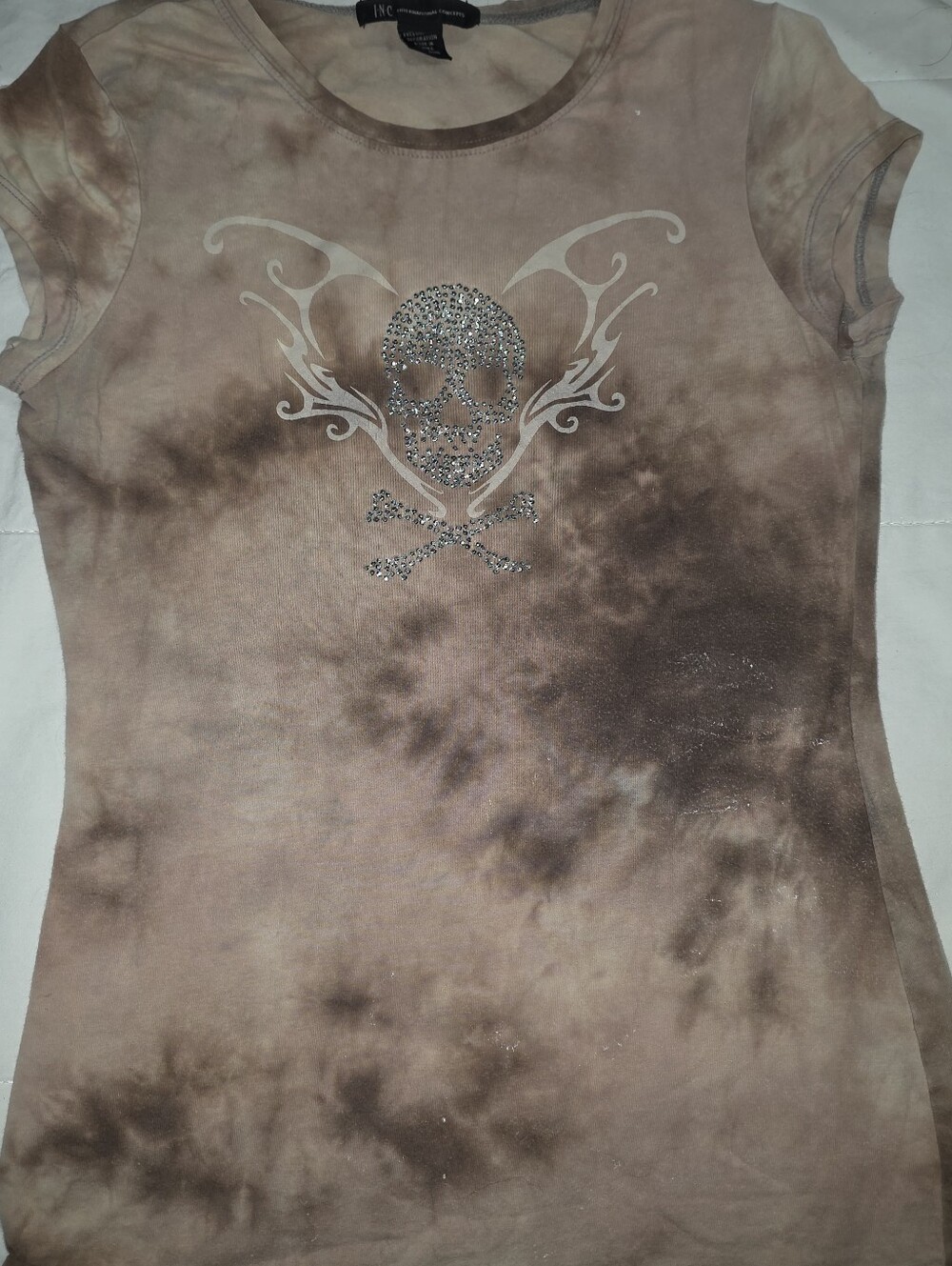 INC International Concepts Taupe Crewneck Tee